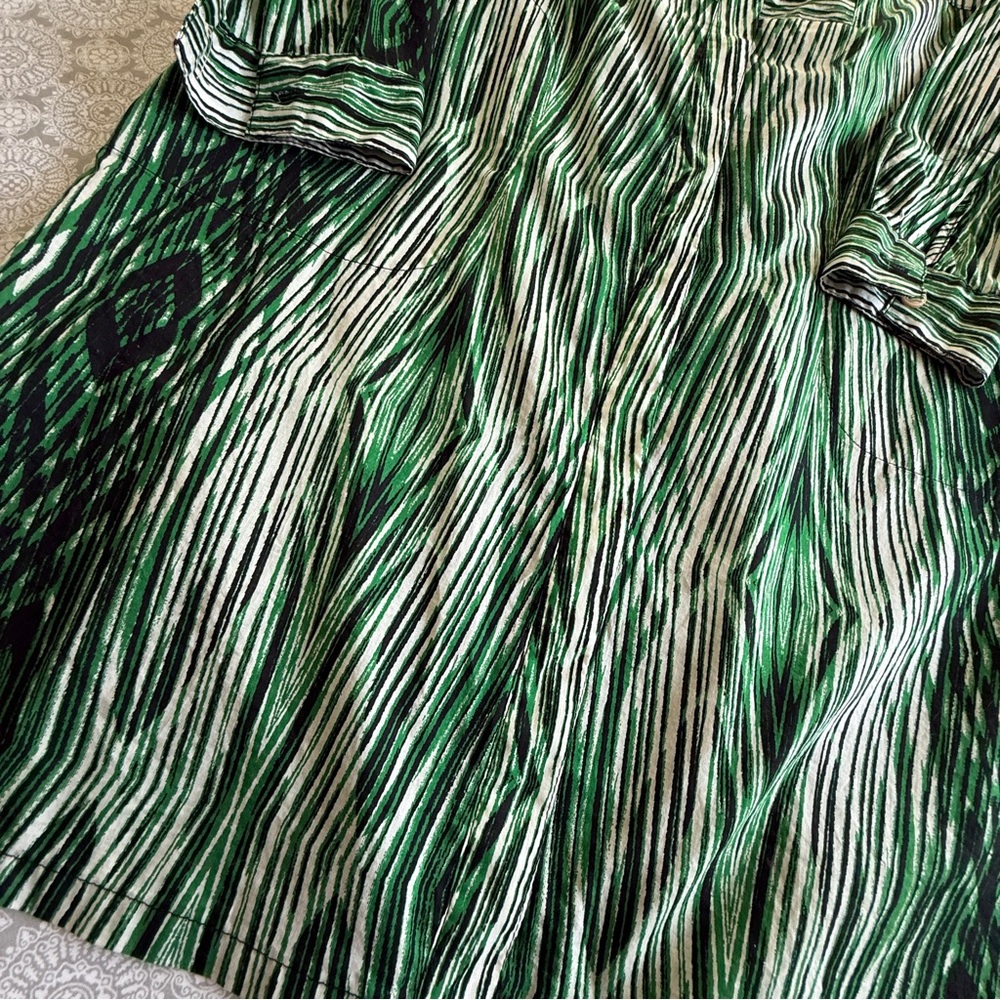 Derek Lam for DesignNation Green Woodgrain Print Cotton Tunic Dress Size M NWOT - Picture 4 of 10